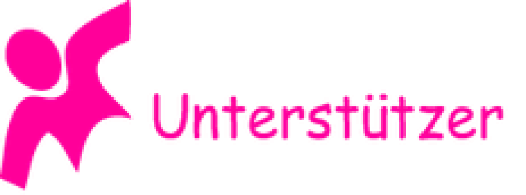 Pinkes Männchen mit dem Schriftzug Unterstützer
