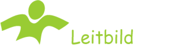 Grünes Männchen mit dem Schriftzug Leitbild