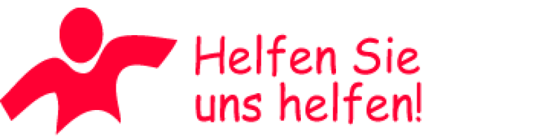Rotes Männchen mit dem Schriftzug Helfen Sie uns Helfen