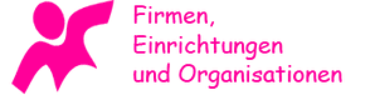 Pinkes Männchen mit dem Schriftzug Firmen, Einrichtungen und Organisationen