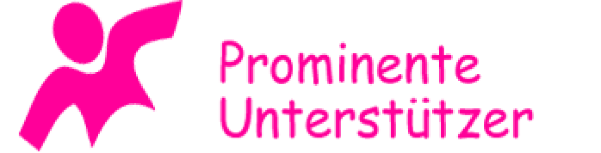 Pinkes Männchen mit dem Schriftzug Prominente Unterstützer